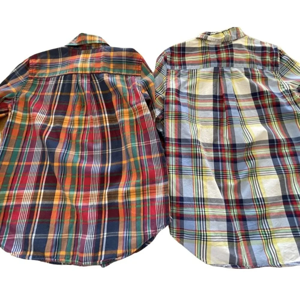 Ralph Lauren Shirts‎ Boys Size 5 Lot Of 2 Plaid Button Down Yellow Blue Orange